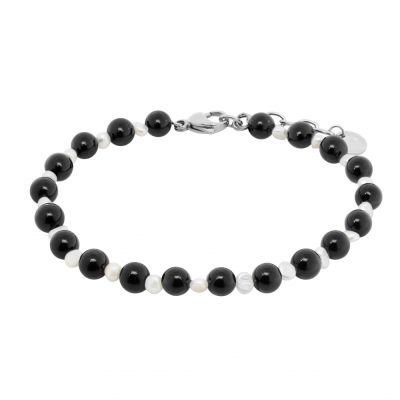 Chimiama Bracciale Acciaio Perle e Onice