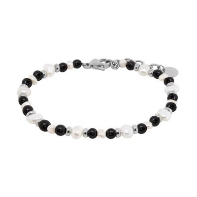 Chimiama Bracciale Acciaio Perle e Onice