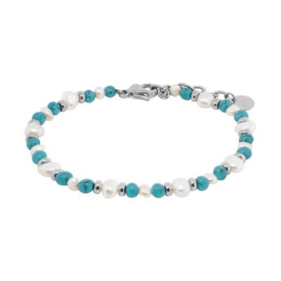 Chimiama Bracciale Acciaio Perle e Turchese