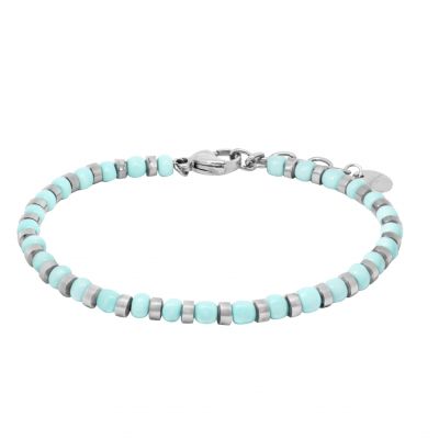 Chimiama Bracciale Elementi Acciaio e Vetro Azzurro
