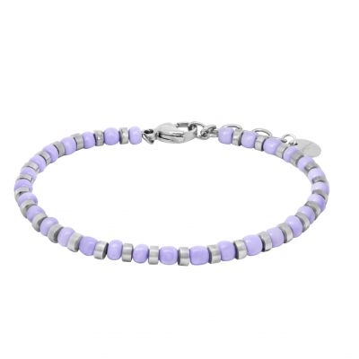 Chimiama Bracciale Elementi Acciaio e Vetro Viola