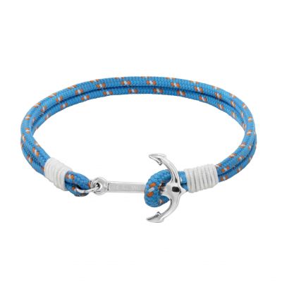 Chimiama Bracciale Ancora Acciaio e Cordino Celeste