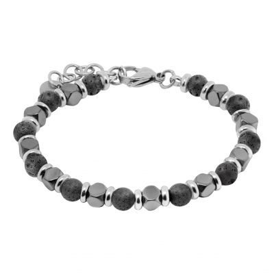 Chimiama Bracciale Elementi Acciaio e Lava Nera