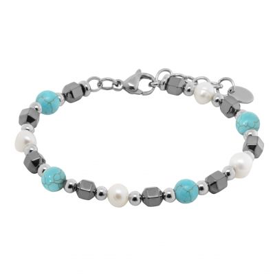 Chimiama Bracciale Acciaio Perle e Turchese