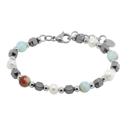 Chimiama Bracciale Acciaio Perle e Agata