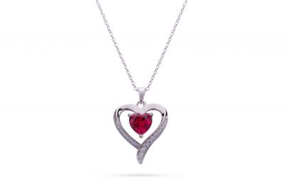 Chimiama Collana Argento Cuore Rubino