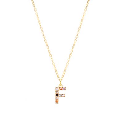 Chimiama Collana Donna Argento Gold Lettera F