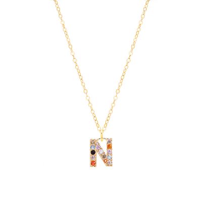 Chimiama Collana Donna Argento Gold Lettera N