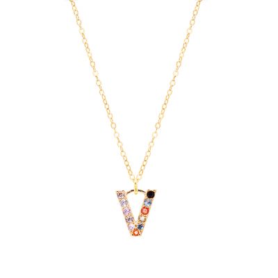 Chimiama Collana Donna Argento Gold Lettera V