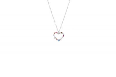 Chimiama Collana Donna Argento Cuore Zirconi Multicolor