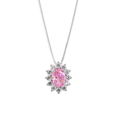 Chimiama Collana Donna Argento Rodiato Cristallo Rosa