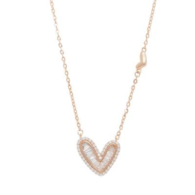 Chimiama Collana Argento Rosato Cuore Zirconato