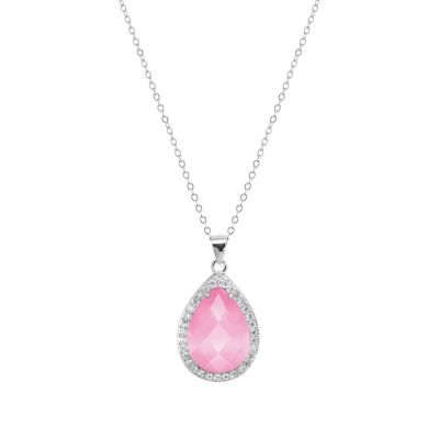 Chimiama Collana Argento Cristallo Rosa e Zirconi