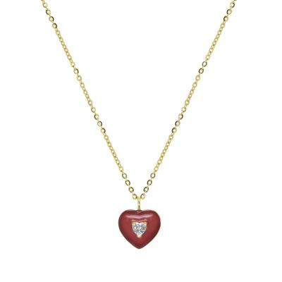 Chimiama Collana Argento Gold Cuore Rosso