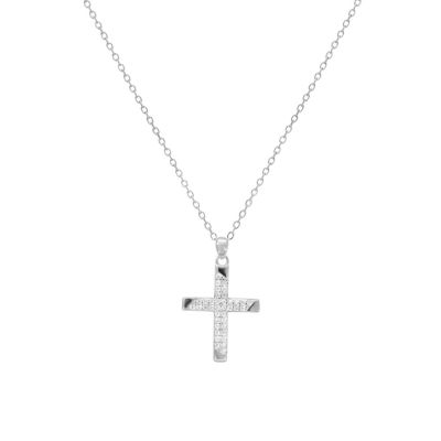 Chimiama Collana Argento Croce Zirconi Bianchi