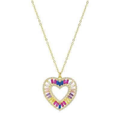 Chimiama Collana Argento Dorato Cuore Cristalli Multicolor