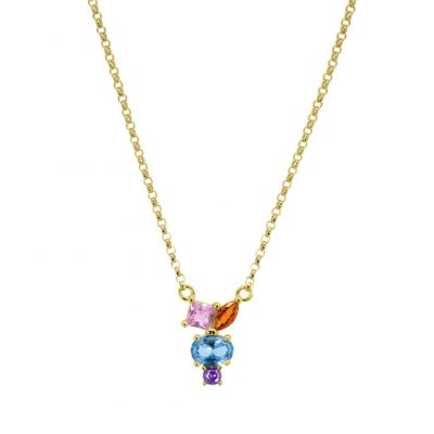 Chimiama Collana Argento Dorato Cristalli Multicolor