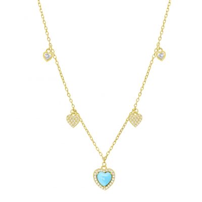 Chimiama Collana Argento Dorato Cuore Turchese