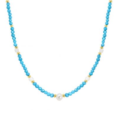 Chimiama Collana Argento Dorato Turchese e Madreperla