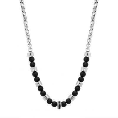 Chimiama Collana Acciaio con Agata Nera