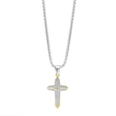 Chimiama Collana Acciaio Croce Pvd Gold