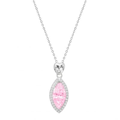 Chimiama Collana Argento Cuore e Cristallo Rosa