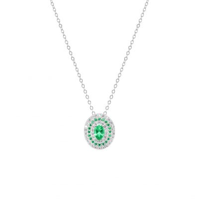 Chimiama Collana Argento Cristallo Verde e Zirconi