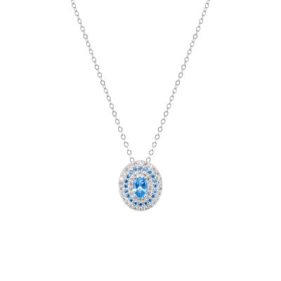 Chimiama Collana Argento Cristallo Acquamarina e Zirconi