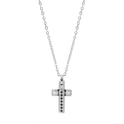 Chimiama Collana Acciaio Croce Con Zirconi