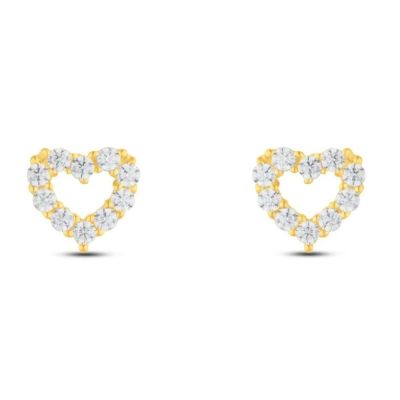 Stroili Orecchini Lobo Oro Giallo 9K Cuore e Zirconi