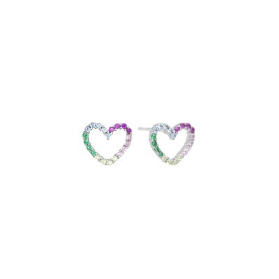 Chimiama Orecchini Argento Cuore Zirconi Multicolor