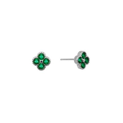 Chimiama Orecchini Argento Quadrifoglio Smeraldo