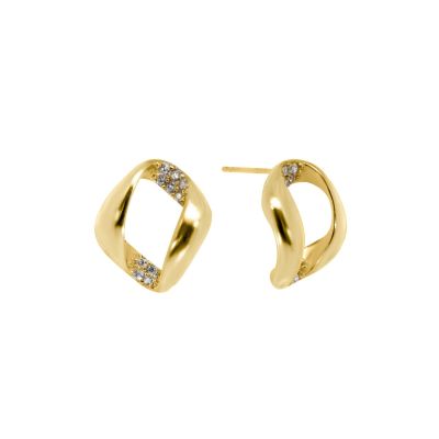 Chimiama Orecchini Argento Gold e Zirconi Bianchi