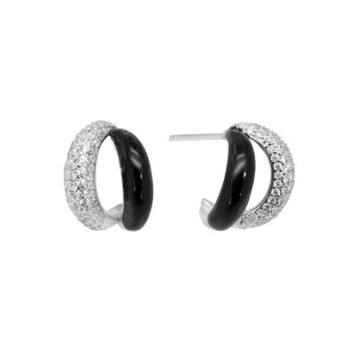 Chimiama Orecchini Argento Smalto Nero e Zirconi