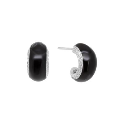 Chimiama Cerchi Argento Smalto Nero e Zirconi