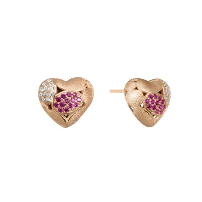 Chimiama Orecchini Argento Rosè Cuore e Tormalina