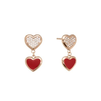 Chimiama Orecchini Argento Rosè Cuore Smalto e Zirconi