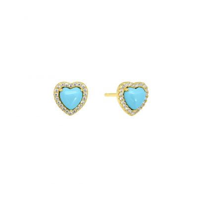 Chimiama Orecchini Argento Dorato Cuore Turchese