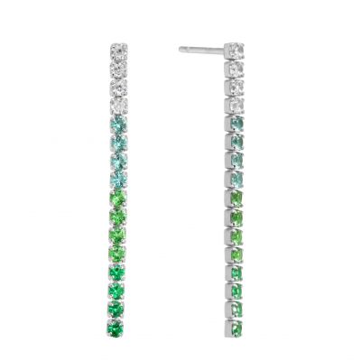 Chimiama Orecchini Tennis Argento Zirconi Smeraldo