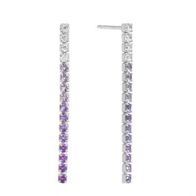 Chimiama Orecchini Tennis Argento Zirconi Ametista