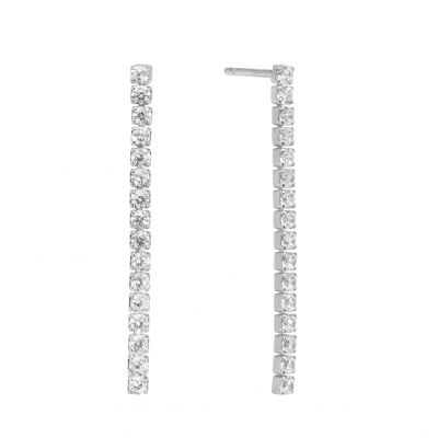 Chimiama Orecchini Tennis Argento Zirconi Bianchi