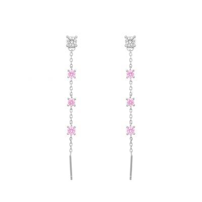 Chimiama Orecchini Argento Zirconi Bianchi e Rosa