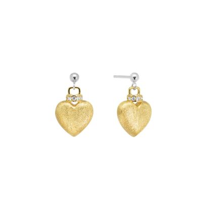 Chimiama Orecchini Argento Gold Cuore Satinato