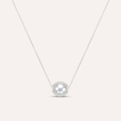 Stroili Collana Oro Bianco 9K e Perla 6mm Gabrielle