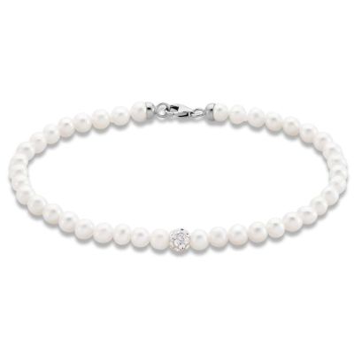 Stroili Bracciale Oro Bianco 9K Perle 4 mm Gabrielle