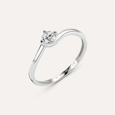 Stroili Anello Solitario 4 mm Oro Bianco 9K Claire