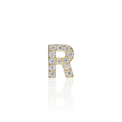 Stroili Mono Orecchino Oro Giallo 9Kt Lettera R Zirconata Bon Ton