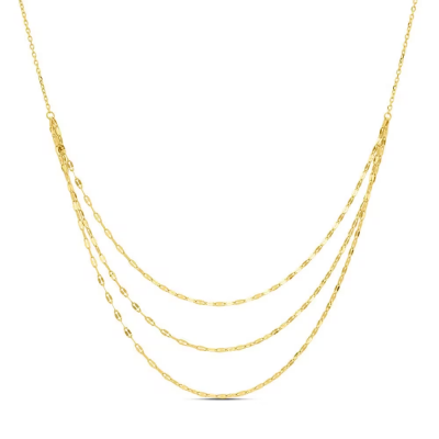 Stroili Collana 3 Fili Oro Giallo 9K Forzatina Battuta Beverly