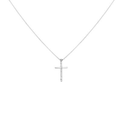 Stroili Collana Oro Bianco 9K con Croce Holy