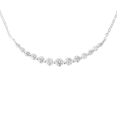 Stroili Collana Oro Bianco 9K Zirconi Bianchi Claire